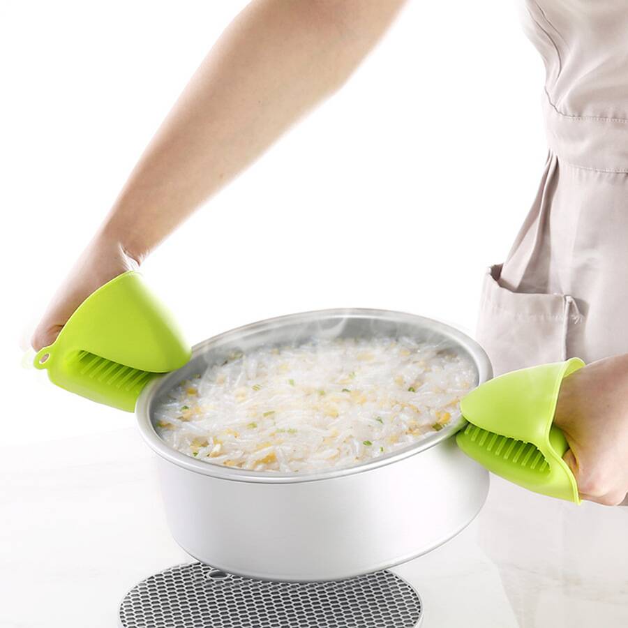Silicone Heat Resistant Gloves Clips Insulation Non Stick Anti-slip Pot Bowel Holder Clip Cooking Baking Oven Mitts – Pair (random Color)