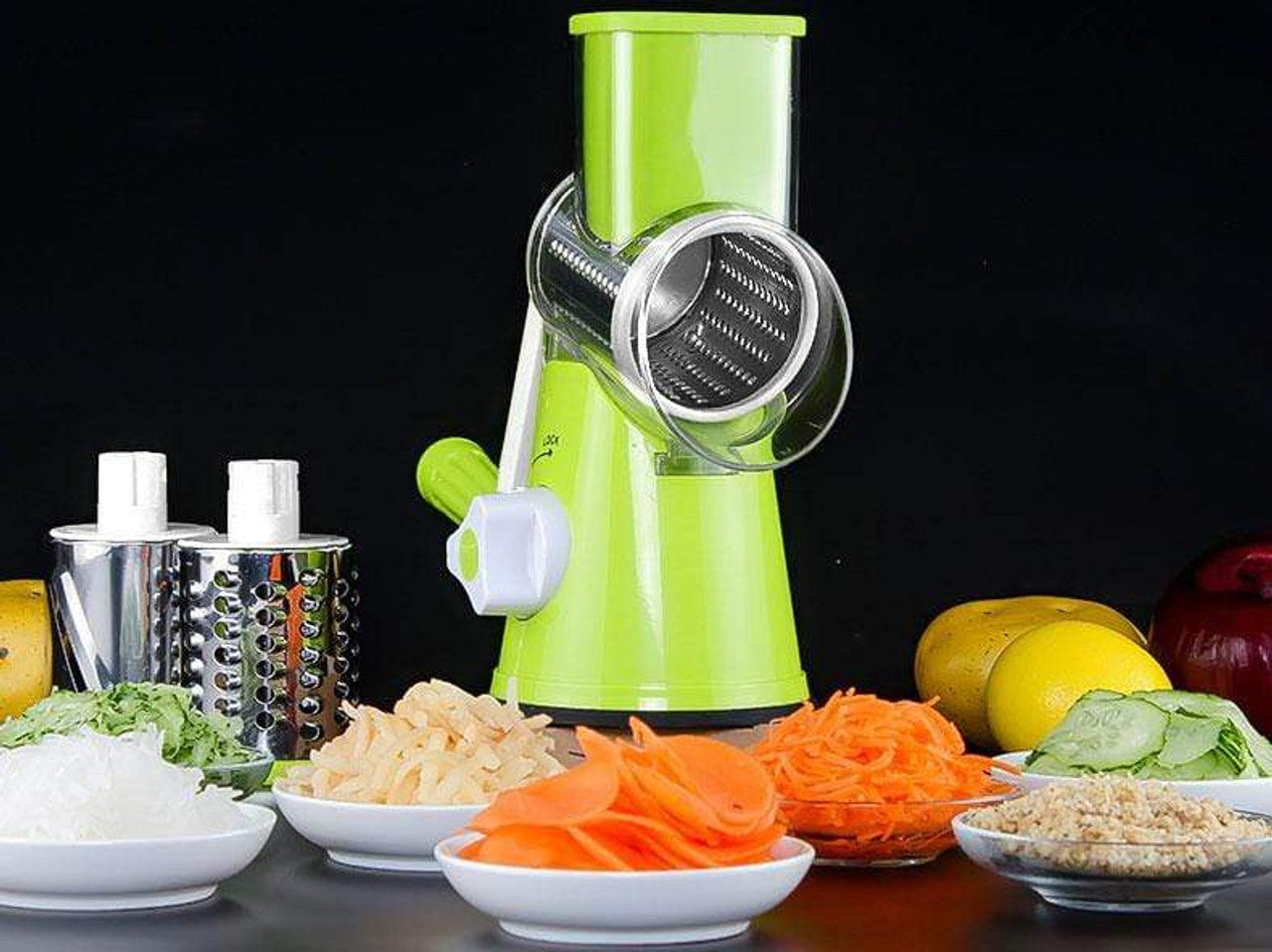 Drum Cutter Manual Vegetable Cutter Slicer Multifunctional Round Slicer Table Top Food Processor Blender Cutter( Random Color )