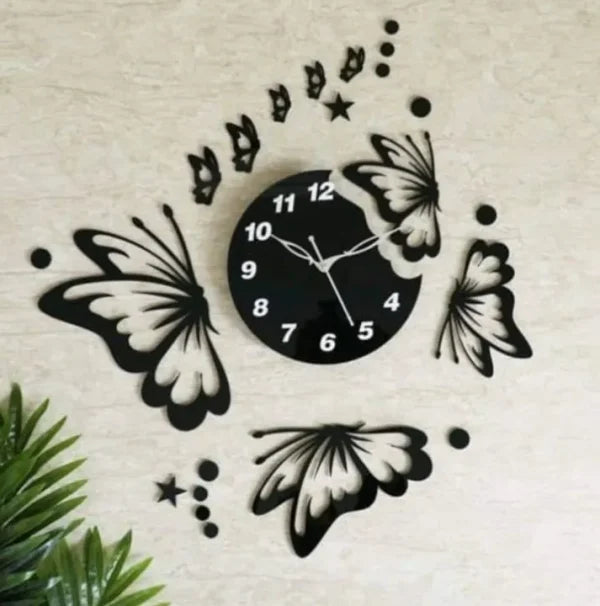 3d Wall Clock And Butterfly Wooden Wall Clock