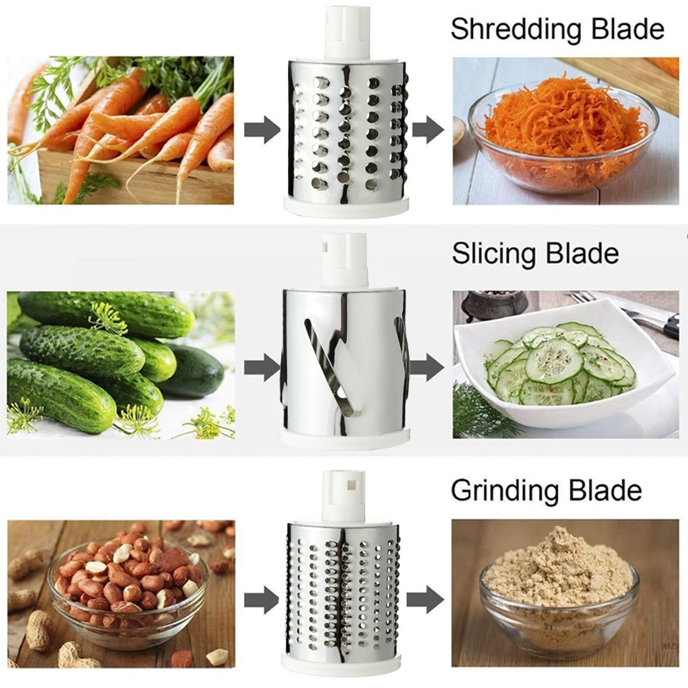 Drum Cutter Manual Vegetable Cutter Slicer Multifunctional Round Slicer Table Top Food Processor Blender Cutter( Random Color )