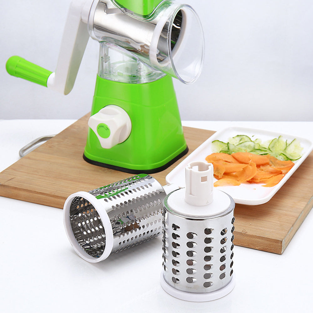 Drum Cutter Manual Vegetable Cutter Slicer Multifunctional Round Slicer Table Top Food Processor Blender Cutter( Random Color )