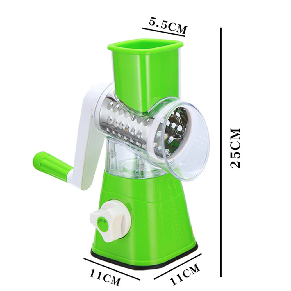 Drum Cutter Manual Vegetable Cutter Slicer Multifunctional Round Slicer Table Top Food Processor Blender Cutter( Random Color )