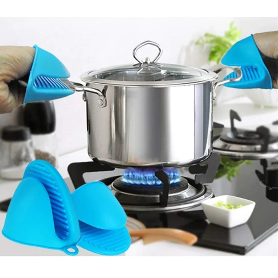 Silicone Heat Resistant Gloves Clips Insulation Non Stick Anti-slip Pot Bowel Holder Clip Cooking Baking Oven Mitts – Pair (random Color)