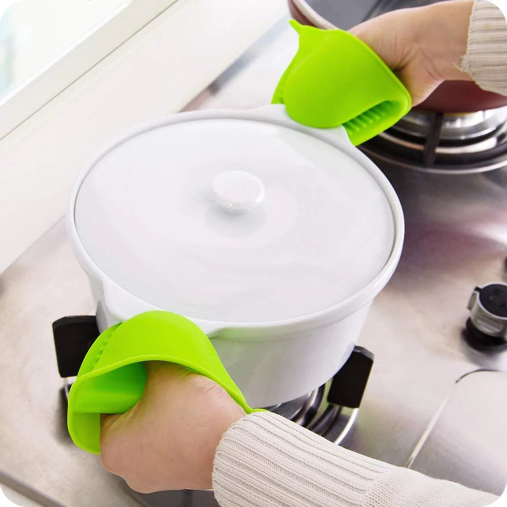 Silicone Heat Resistant Gloves Clips Insulation Non Stick Anti-slip Pot Bowel Holder Clip Cooking Baking Oven Mitts – Pair (random Color)