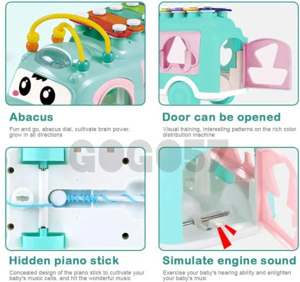Baby Music Xylophone Bus Puzzle Set (random Color)