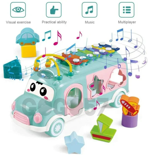 Baby Music Xylophone Bus Puzzle Set (random Color)