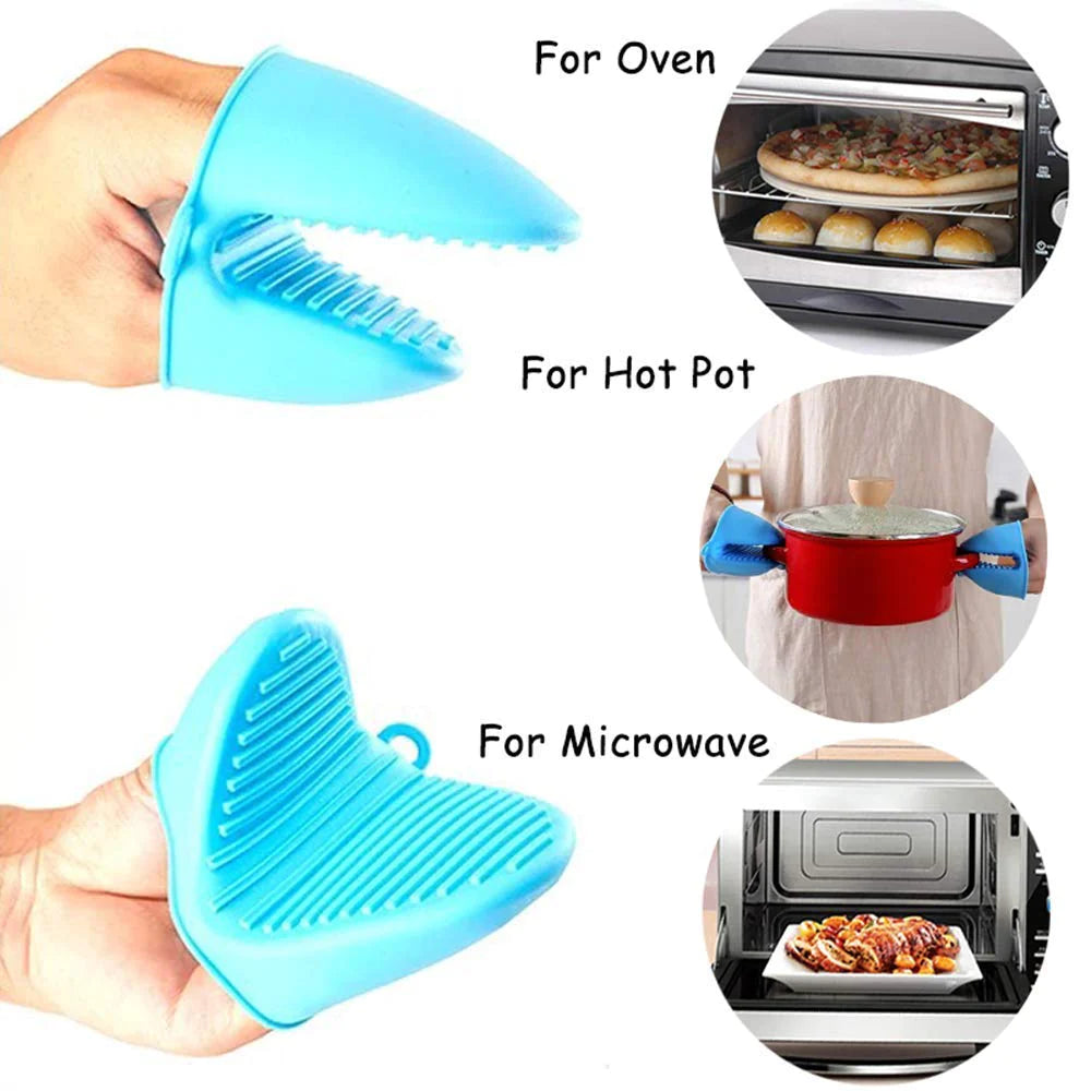 Silicone Heat Resistant Gloves Clips Insulation Non Stick Anti-slip Pot Bowel Holder Clip Cooking Baking Oven Mitts – Pair (random Color)