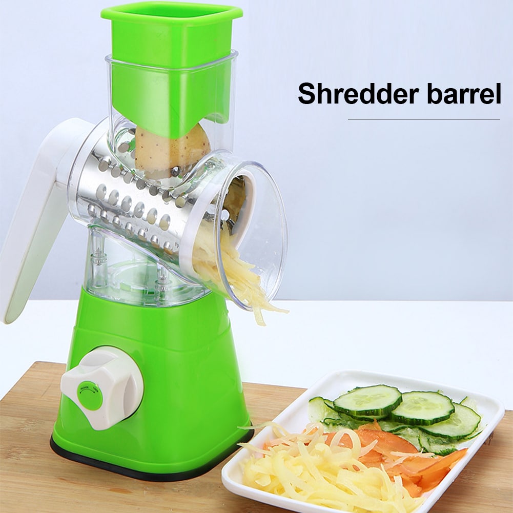 Drum Cutter Manual Vegetable Cutter Slicer Multifunctional Round Slicer Table Top Food Processor Blender Cutter( Random Color )