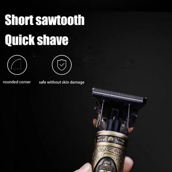 Vintage T9 Hair Trimmer Cordless Professional Hair Clippers Electric Trimmers For Men Dragon Design – Metal Body (golden)