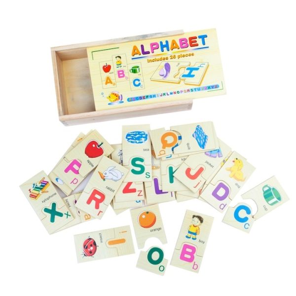 Wooden Alphabet Learning Connected Puzzle Set 26 Pcs