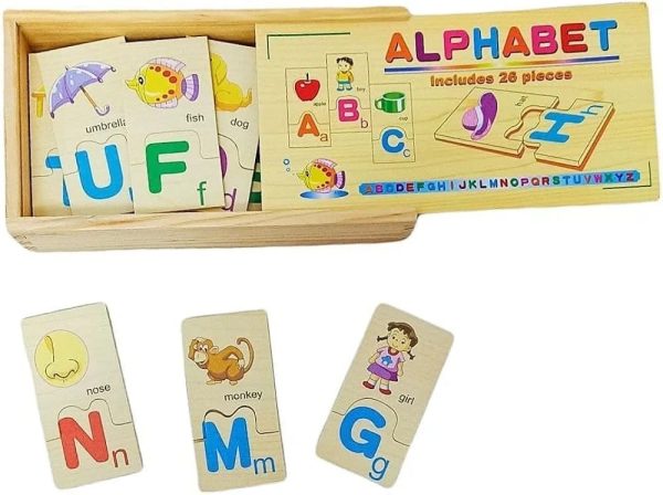 Wooden Alphabet Learning Connected Puzzle Set 26 Pcs