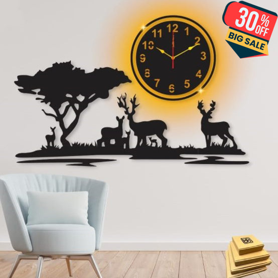 3d Wall Clock With Light Wooden Wall Clock