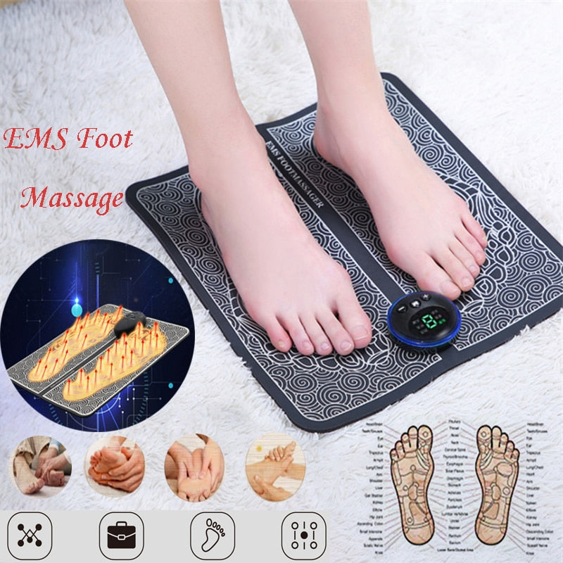Ems Foot Massager Mat Electric Usb Charging Smart Display Tens Acupuncture Feet Cushion Blood Circulation Pad Health Care Home