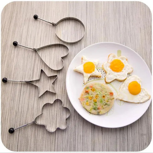 Pack Of 4 Egg Shaper Kitchen Tools Star, Heart, Round, Flower Shaped Stainless Steel – (random Color )