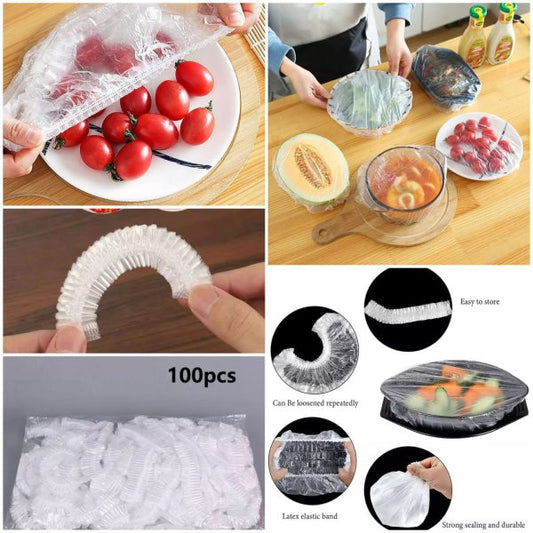 100pc Disposable Cling Film Cover Household Refrigerator Food Fruit Preservation Cover Dust-proof Plastic Fresh-keeping Cover.