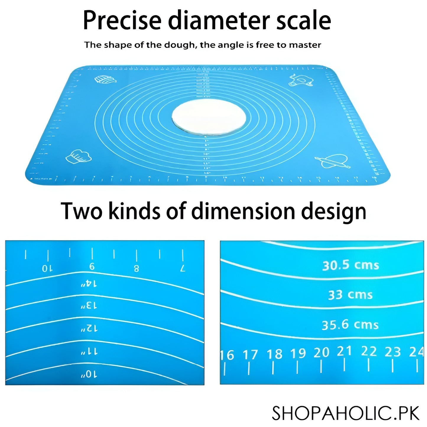 Big Size Silicone Baking Roti Mat With Measurements Heat Resistant Cookie Sheet Oven Liner | Non Stick Flour Rolling Mat | Baking Mat Kneading Dough Pad (random Color)