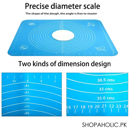 Big Size Silicone Baking Roti Mat With Measurements Heat Resistant Cookie Sheet Oven Liner | Non Stick Flour Rolling Mat | Baking Mat Kneading Dough Pad (random Color)