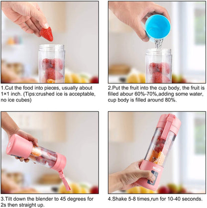 Portable Mini Juicer Blender | Outdoor Juicing Cup (380ml) – Rechargeable (random Color)