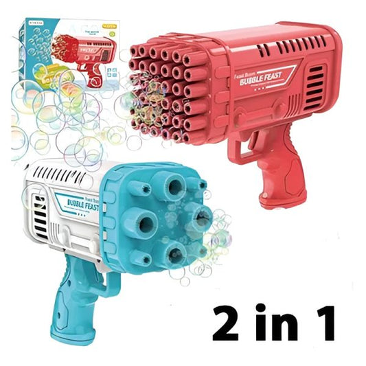 2 In 1 – 36 Hole Bazooka Bubble Water Gun | Bazooka Water Bubble Gun Toy For Kids, Toddlers | Out Door Fun Water Spray Gun (random Color)