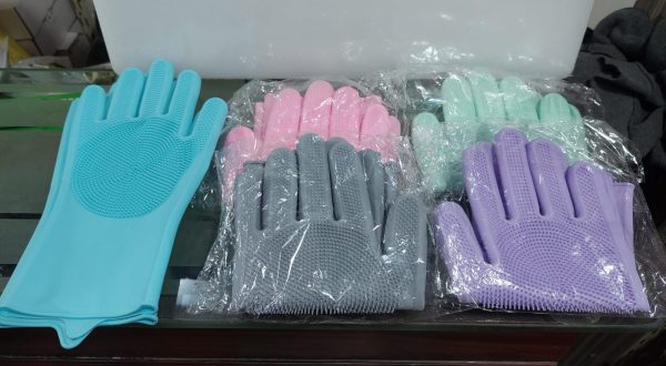 2pcs – Silicone Washing Full Finger Gloves For Home & Kitchen (random Colors)