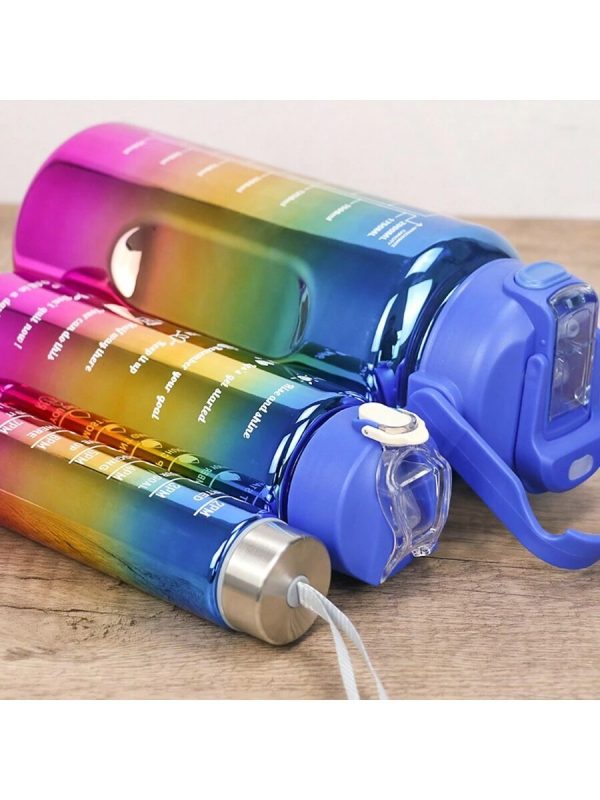 3 In 1 Electro Plated Gradient Color Plastic Sports Water Bottle 2l 0.6l 0.3l (pack Of 3 – Random Color)