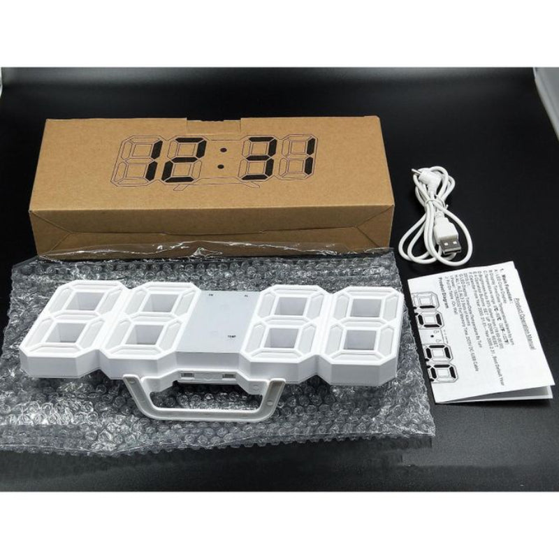 3d Led Digital Clock Luminous Fashion Wall Clock Multifunctional Creative Usb Plug In(random Color)