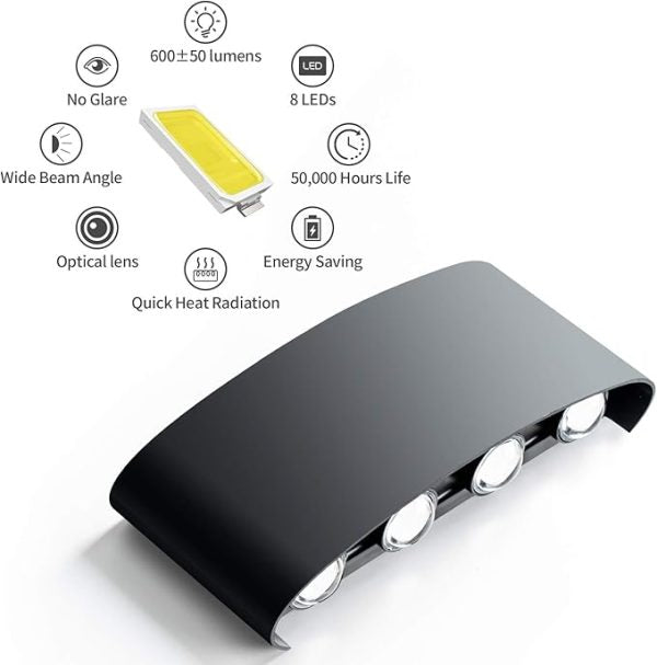 8 Way 8 Side Outdoor Waterproof Wall Light, Fancy Led Light For Wall, Aluminium Ip65 Waterproof Outdoor Wall Lamps – 8 Watts