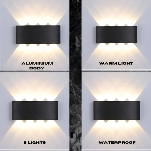8 Way 8 Side Outdoor Waterproof Wall Light, Fancy Led Light For Wall, Aluminium Ip65 Waterproof Outdoor Wall Lamps – 8 Watts