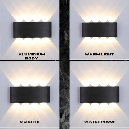 8 Way 8 Side Outdoor Waterproof Wall Light, Fancy Led Light For Wall, Aluminium Ip65 Waterproof Outdoor Wall Lamps – 8 Watts