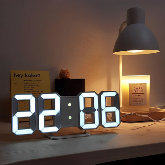 3d Led Digital Clock Luminous Fashion Wall Clock Multifunctional Creative Usb Plug In(random Color)