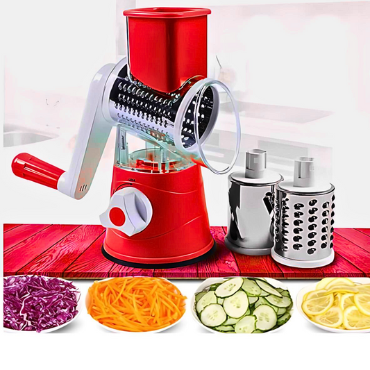 Drum Cutter Manual Vegetable Cutter Slicer Multifunctional Round Slicer Table Top Food Processor Blender Cutter( Random Color )
