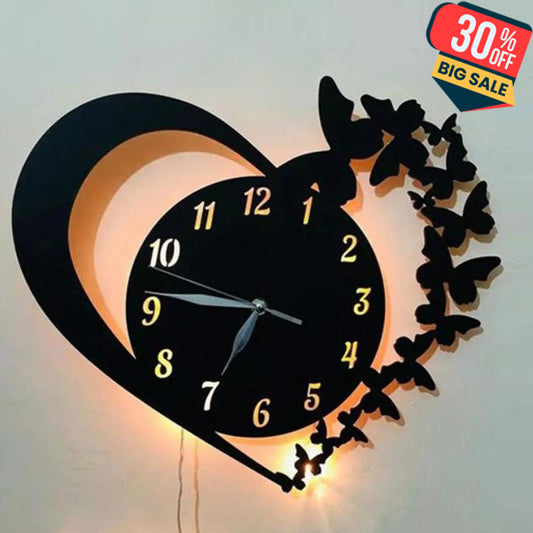 3d Wall Clock With Light Wooden Wall Clock