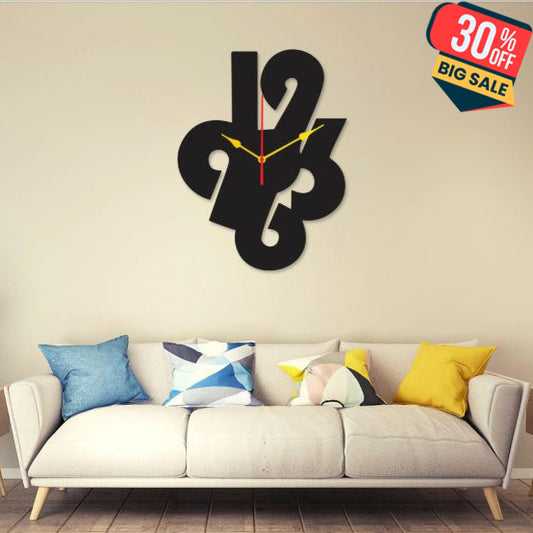Digit Dial 12×12 Wall Clock I Wall Clocks For Bedroom I Quartz Watch Diy Design Black Color