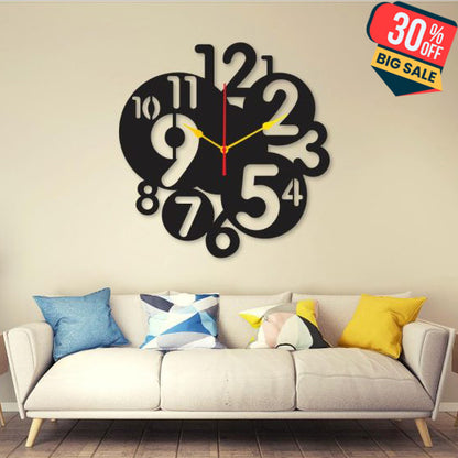 Small To Big Digit Dial 12×12 Wall Clock I Wall Clocks For Bedroom I Quartz Watch Diy Design Black Color
