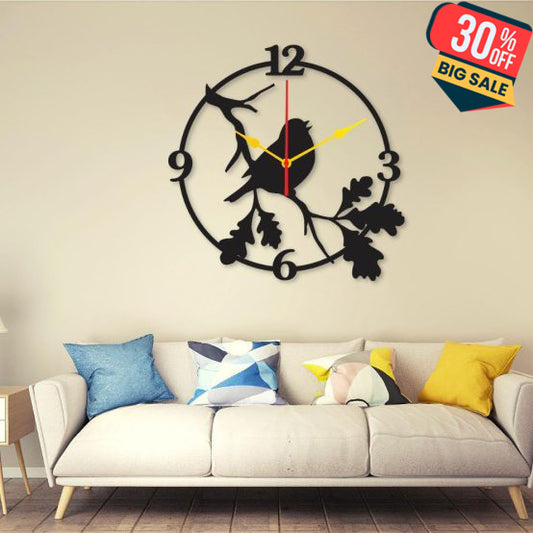 Spparow Dial 12×12 Wall Clock I Wall Clocks For Bedroom I Quartz Watch Diy Design Black Color