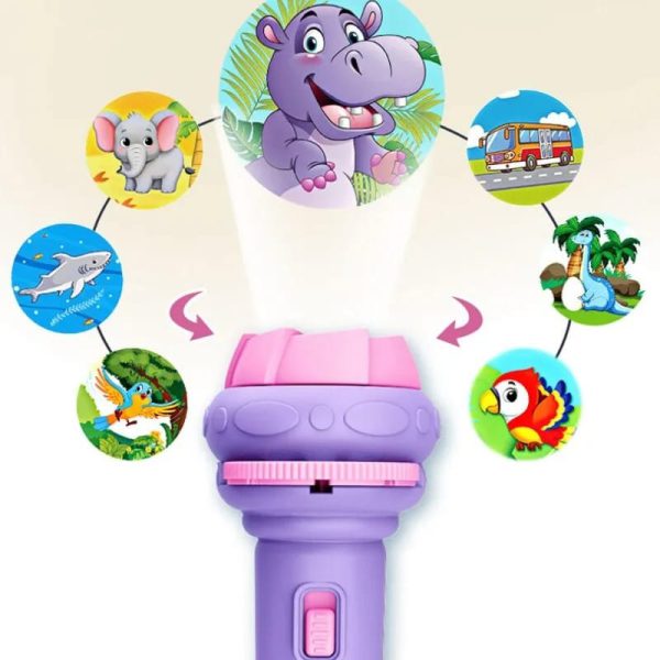 Baby Projector Torch 3 Cards Cartoon Projection Flashlight Children Early Education Toy (random Color )