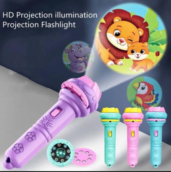 Baby Projector Torch 3 Cards Cartoon Projection Flashlight Children Early Education Toy (random Color )
