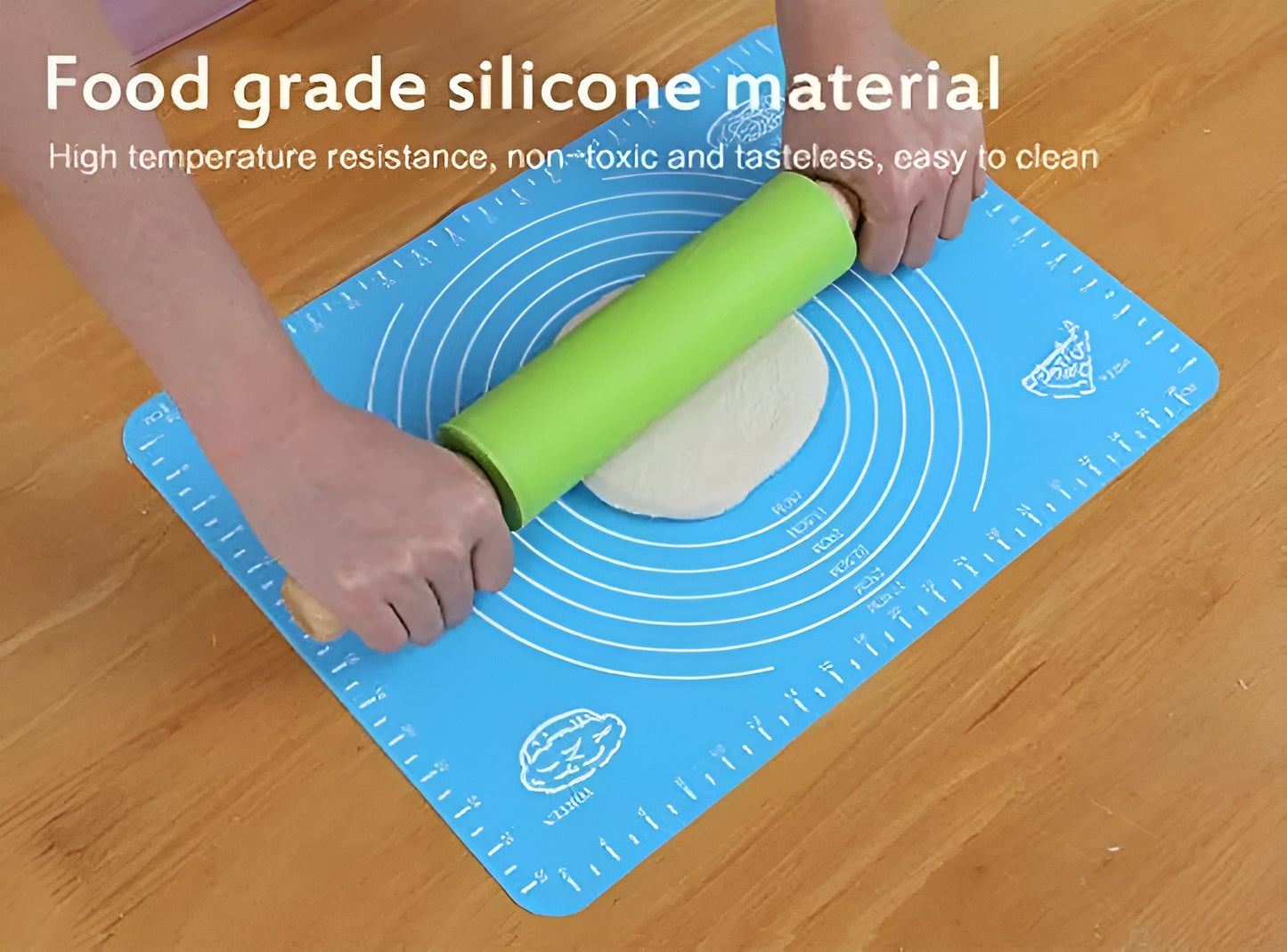 Big Size Silicone Baking Roti Mat With Measurements Heat Resistant Cookie Sheet Oven Liner | Non Stick Flour Rolling Mat | Baking Mat Kneading Dough Pad (random Color)