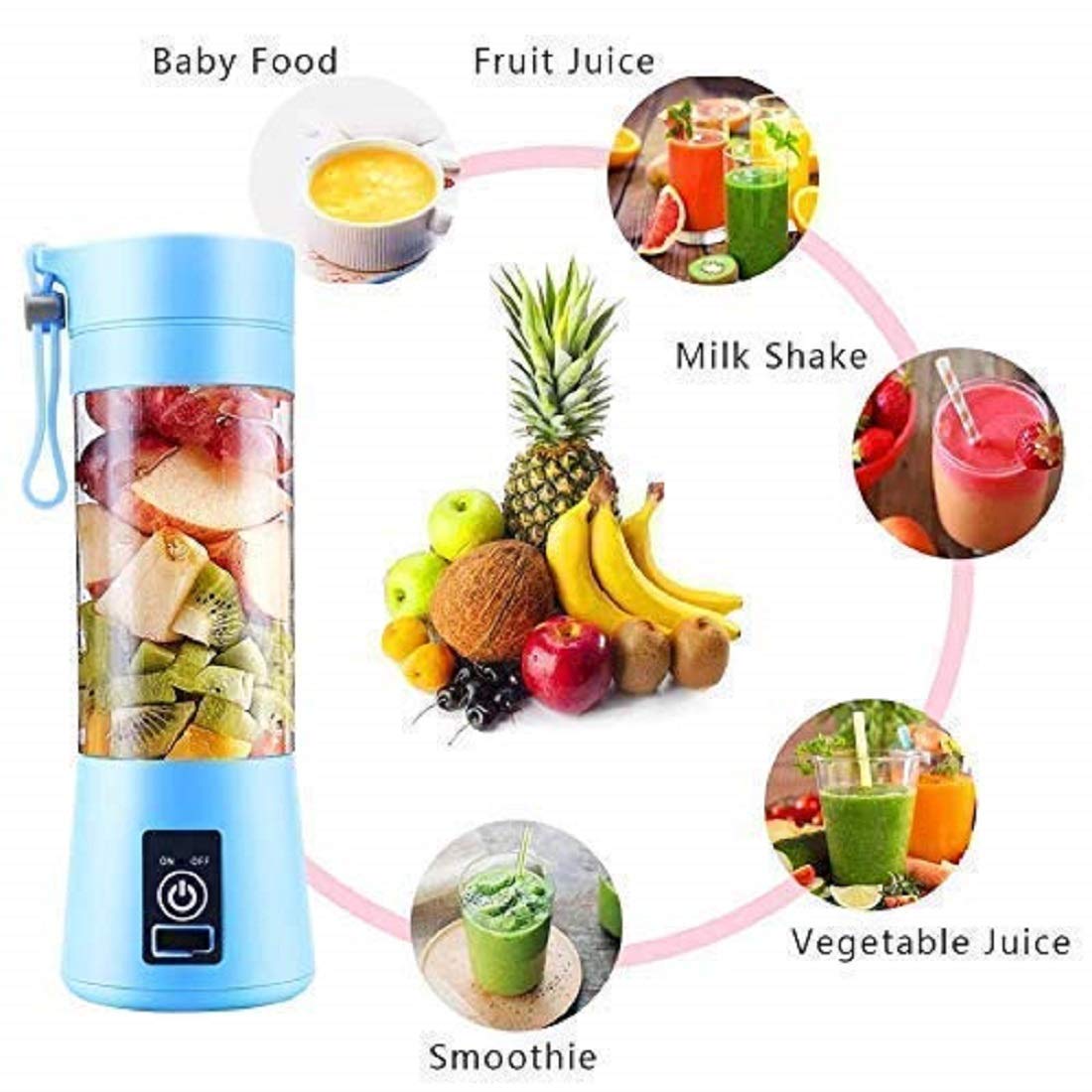 Portable Mini Juicer Blender | Outdoor Juicing Cup (380ml) – Rechargeable (random Color)