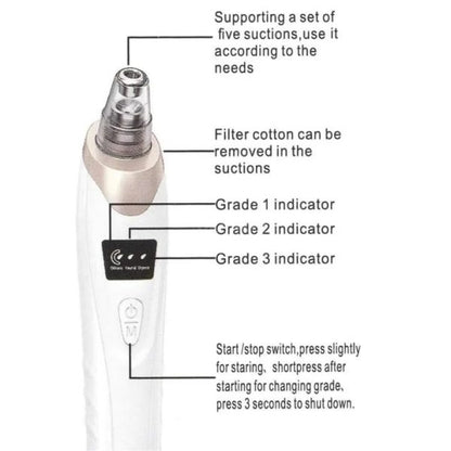 Face Vacuum Blackhead Remover Pore Cleaner | Electric Deep Cleansing Tool For Nose & Face