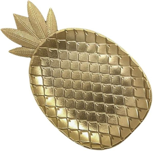 Healifty Gold Decorative Tray Pineapple Shape Decoration Serving Dish For Party Snacks Jewelry Display