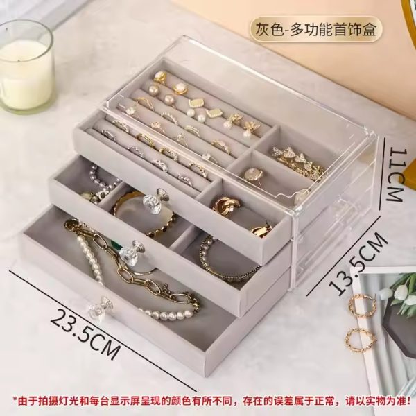 Jewelry Box Clear Acrylic Velvet Luxury Earrings Bracelet Necklace Jewellery Ring Organizer Boxes For Jewelry(only White)