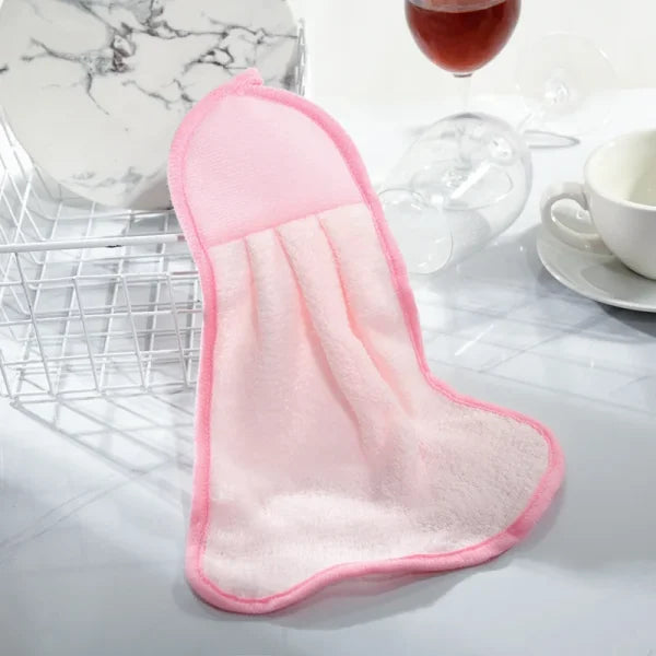 Microfiber Hanging Kitchen Towel | Kitchen Rags Fresh Hand Towels Absorbent Cleaning Cloths Household Dishcloths And Kitchen Supplies (pink)