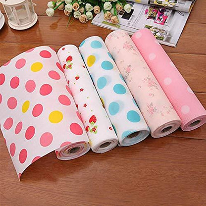Non Slip Kitchen Printing Antibacterial Cabinet Plastic Foam Household Wardrobe Moisture Drawer Mat Shelf Sheets (45×200) (random Color)