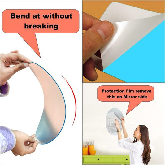 Oval Acrylic Mirror Wall Stickers Hd Acrylic Waterproof Self-adhesive Wallpaper For Home Wall Decoration 200mm X 300mm
