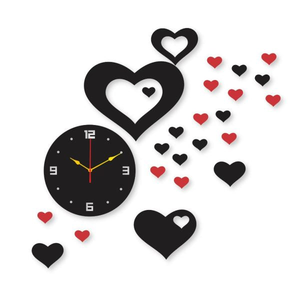Red Heart Clock Wall Clock I Wall Clocks For Bedroom I Quartz Watch Diy Design