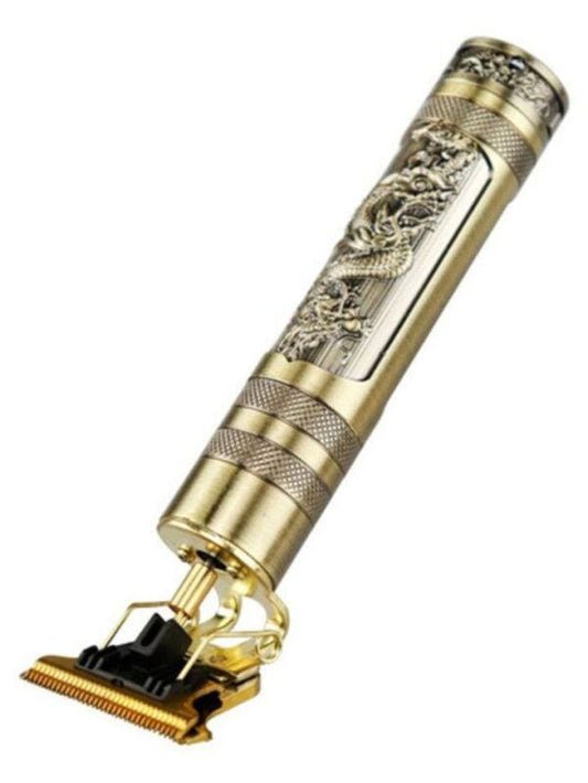 Vintage T9 Hair Trimmer Cordless Professional Hair Clippers Electric Trimmers For Men Dragon Design – Metal Body (golden)