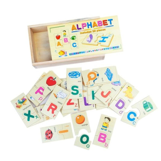 Wooden Alphabet Learning Connected Puzzle Set 26 Pcs