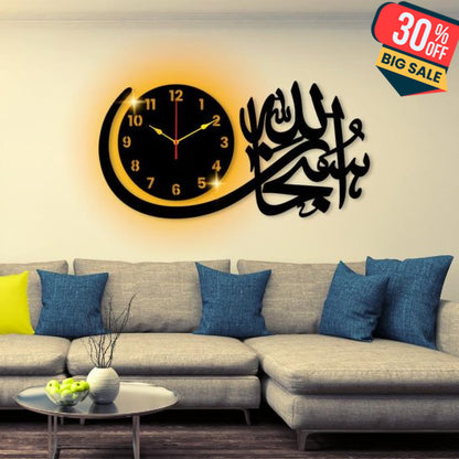 (with Light )subhan Allah Clock Wall Decor Wall Clock I Wall Clock For Bedroom