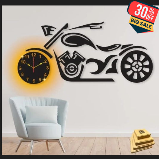 3d Wall Clock Bike Style Wooden Wall Clock